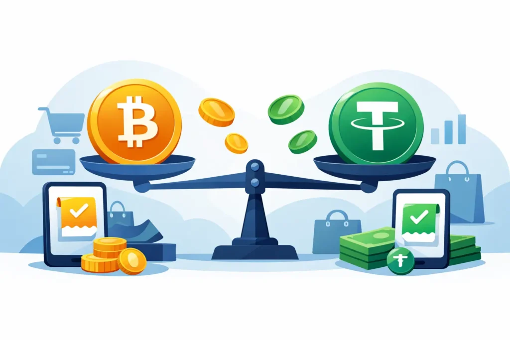 BTC Versus USDT Checkout: What Pays Off?